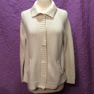 Liz Claiborne petite cream button up sweater.